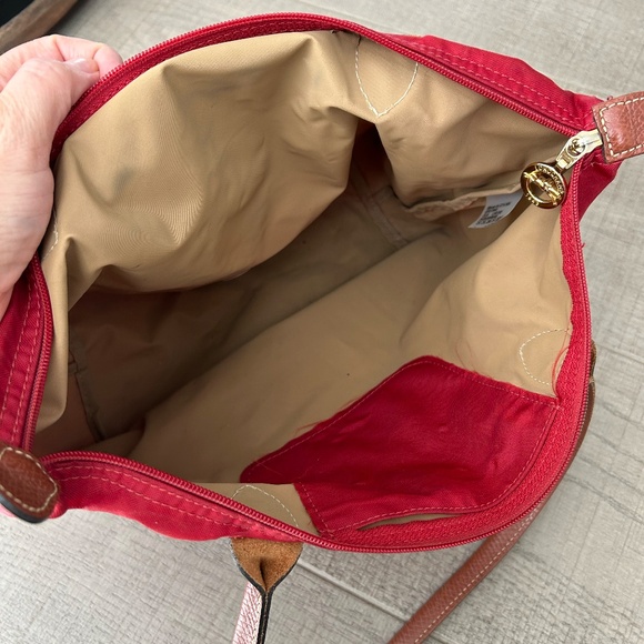 Longchamp Le Pliage Small Satchel Bag – Red/Leather Trim - Picture 8 of 8